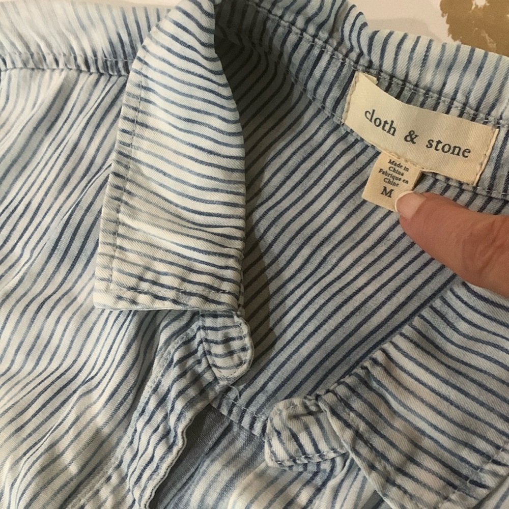 Cloth & Stone Blue and White Striped Pants